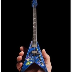 A blue electric guitar