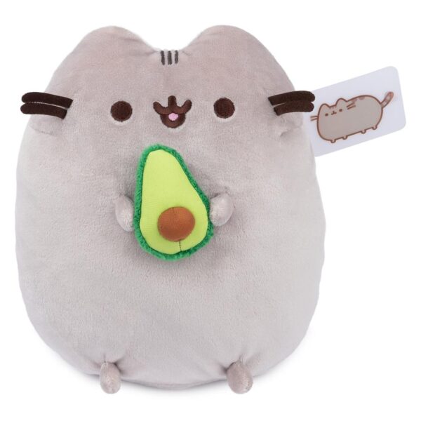 A Pusheen plushie with an avocado slice